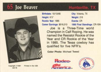 1991 Rodeo America Set B #65 Joe Beaver Back